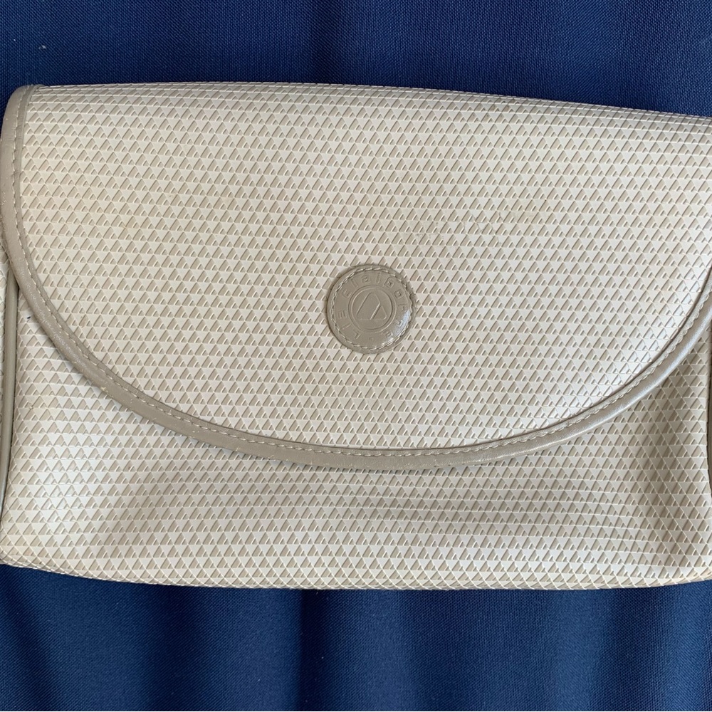 Vintage 80s Liz Claiborne Beige Leather & Faux Leather Crossbody / Shoulder Bag